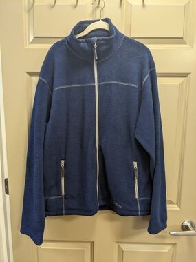 Cabela's Men's Navy Full-Zip Fleece Jacket with Contrast Zippers Size TL